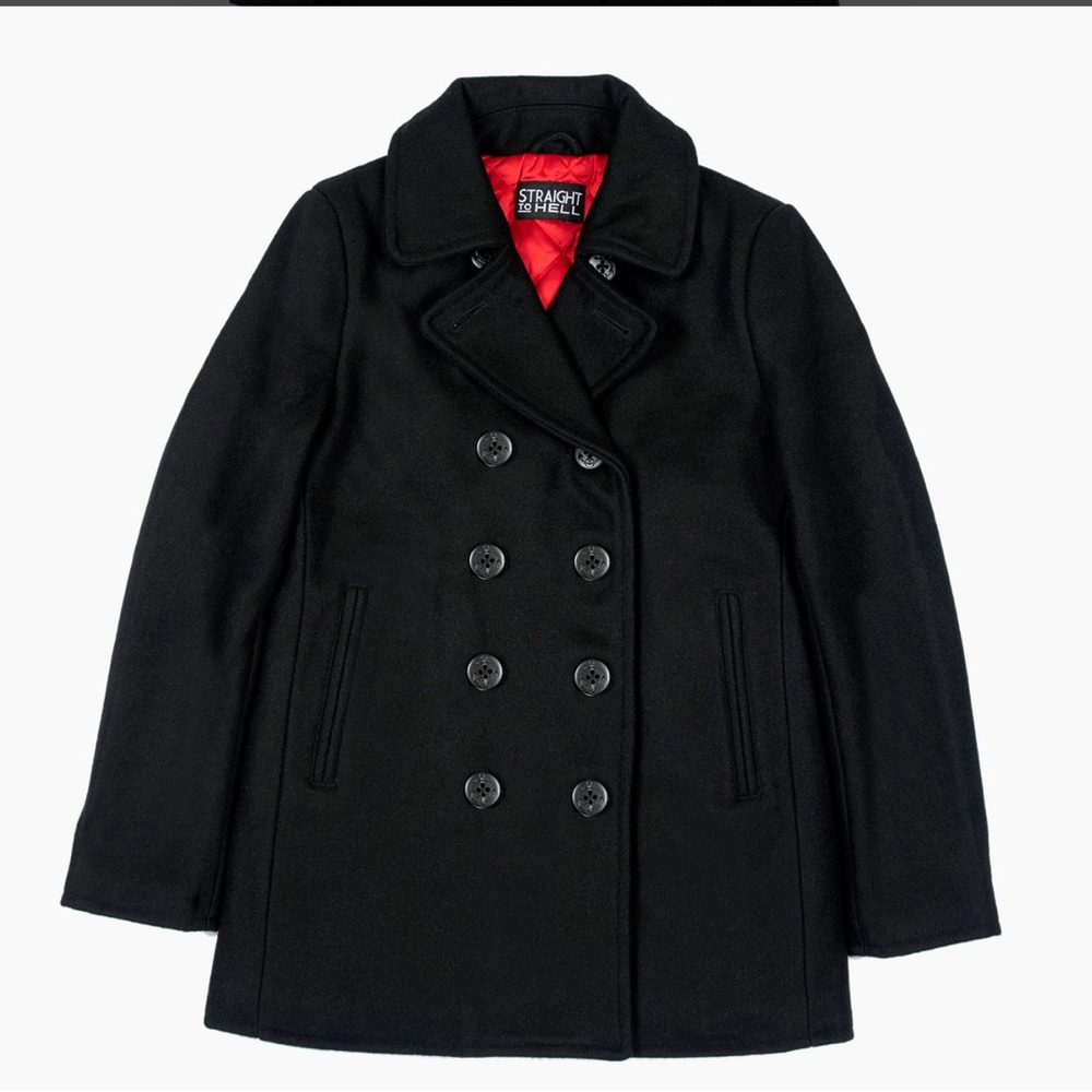 Straight to hell wool pea coat